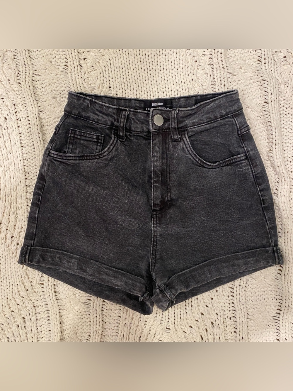 Black high waisted denim shorts